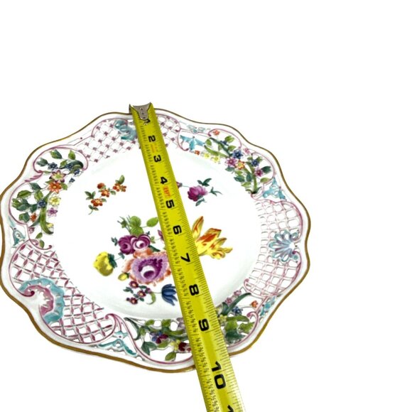 Herend Hungary 10" Reticulated Plate Hand Painted Floral #1856 Vintage Porcelain - Picture 13 of 13
